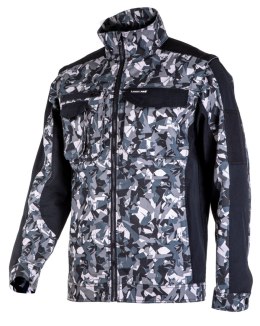 BLUZA Z OD PINANYMI RĘKAWAMI SZARO-CZARNA, 