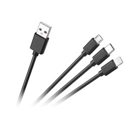 KABEL  POŁĄCZENIOWY 3W1, USB A - MICRO/C/LIGHTNING 1.2M