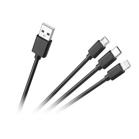 KABEL POŁĄCZENIOWY 3W1, USB A - MICRO/C/LIGHTNING 1.2M KABEL POŁĄCZENIOWY 3W1, USB A - MICRO/C/LIGHTNING 1.2M