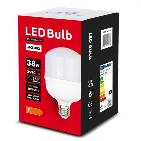 ŻARÓWKA LED MACLEAN, E27, 38W, 220-240V AC, NEUTRALNA BIAŁA, 4000K, 3990LM, MCE303 NW ŻARÓWKA LED MACLEAN, E27, 38W, 220-240V AC, NEUTRALNA BIAŁA, 4000K, 3990LM, MCE303 NW