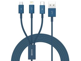 BASEUS KABEL 3W1 SU PERIOR SERIES, USB DO MICRO USB / USB-C / LIGHTNING, 3.5A, 1.2M (CAMLTYS-03) NIEBIESKI