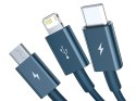 BASEUS KABEL 3W1 SU PERIOR SERIES, USB DO MICRO USB / USB-C / LIGHTNING, 3.5A, 1.2M (CAMLTYS-03) NIEBIESKI