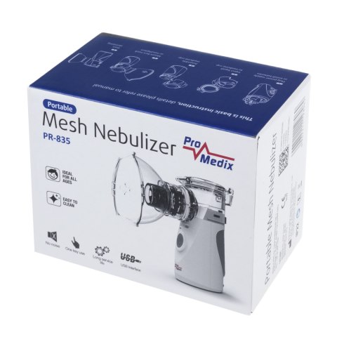 PRZENOŚNY / PODRĘCZNY BEZ PRZEWODOWY INHALATOR NEBULIZATOR PROMEDIx, ZESTAW, MASKI, PR-835 PRZENOŚNY / PODRĘCZNY BEZ PRZEWODOWY INHALATOR NEBULIZATOR PROMEDIx, ZESTAW, MASKI, PR-835