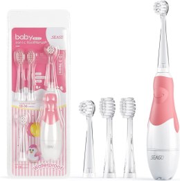 SZCZOTECZKA SONICZNA DLA DZIECI SEAGO, KOLOR RÓŻOWY, 1xAAA 1,5V (BRAK W ZESTAWIE), 4 KOŃCÓWKI, SG-513 PINK