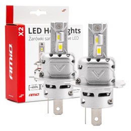 ŻARÓWKI SAMOCHODOWE LED SERIA x2 H4/H19 6500K CANBUS AMIO-02972