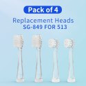 ZESTAW ZA PASOWYCH SZCZOTECZEK DO SG-513 SEAGO, 4 SZT., KOLOR TRANS PARENTNY, SG-513 REFILL
