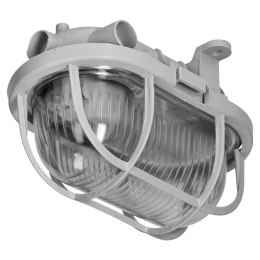 OVAL 7040T/P, O PRAWA OŚWIETLENIOWA, 40W, E27, IP44, IK10, KLOSZ  POLIWĘGLAN  PRZEŹROCZYSTY,  PODSTAWA  POLI PRO PYLEN, SIATKA  PLASTIKO