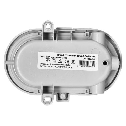 OVAL 7040T/P, O PRAWA OŚWIETLENIOWA, 40W, E27, IP44, IK10, KLOSZ POLIWĘGLAN PRZEŹROCZYSTY, PODSTAWA POLI PRO PYLEN, SIATKA PLASTIKO OVAL 7040T/P, O PRAWA OŚWIETLENIOWA, 40W, E27, IP44, IK10, KLOSZ POLIWĘGLAN PRZEŹROCZYSTY, PODSTAWA POLI PRO PYLEN, SIATKA PLASTIKO