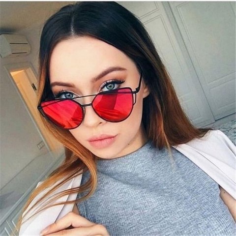 OKULARY PRZECIWSŁONECZNE GLAM ROCK FASHION LUSTRZANKI CZERWONE OK21WZ3