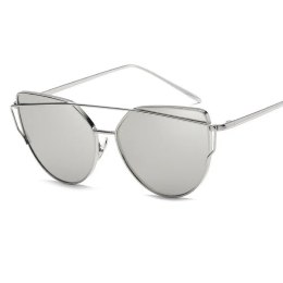 OKULARY PRZECIWSŁONECZNE GLAM ROCK FASHION LUSTRZANKI SREBRNE OK21WZ6