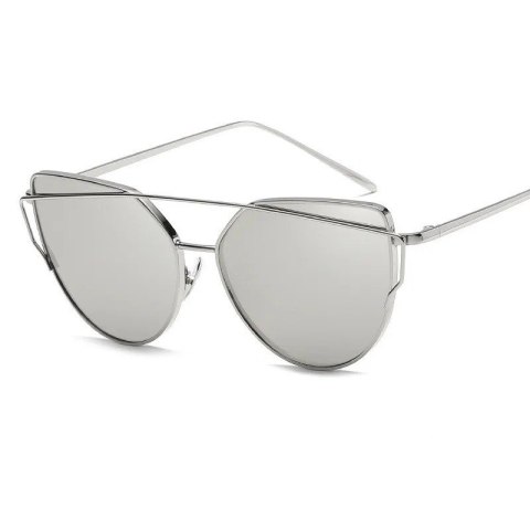 OKULARY PRZECIWSŁONECZNE GLAM ROCK FASHION LUSTRZANKI SREBRNE OK21WZ6