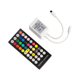 BEZ PRZEWODOWY STEROWNIK DO TAŚM RGB (WIELOKOLOROWYCH TAŚM OŚWIETLENIOWYCH LED Z FUNKCJĄ ŚWIATŁA BIAŁEGO OD CIE PŁEGO  PRZEZ NEUTRA