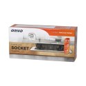 GNIAZDA MEBLOWE W PUSZCZANE W BLAT Z  PŁASKIM FREZOWANYM RANTEM, ŁADOWARKĄ USB I  PRZEWODEM 1,5M, 2x2P+Z (SCHUKO), 2xUSB, ZŁOTE