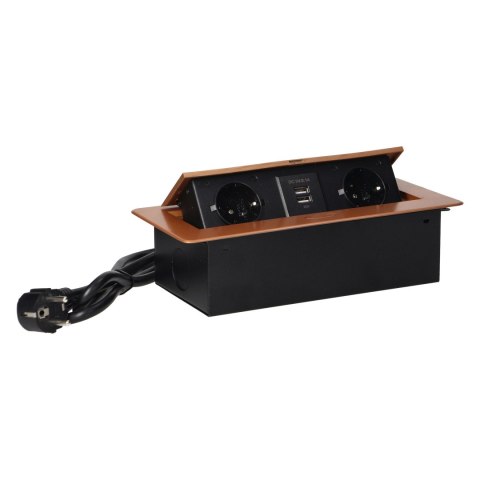 GNIAZDA MEBLOWE W PUSZCZANE W BLAT Z PŁASKIM FREZOWANYM RANTEM, ŁADOWARKĄ USB I PRZEWODEM 1,5M, 2x2P+Z (SCHUKO), 2xUSB, ZŁOTE GNIAZDA MEBLOWE W PUSZCZANE W BLAT Z PŁASKIM FREZOWANYM RANTEM, ŁADOWARKĄ USB I PRZEWODEM 1,5M, 2x2P+Z (SCHUKO), 2xUSB, ZŁOTE
