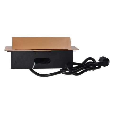 GNIAZDA MEBLOWE W PUSZCZANE W BLAT Z PŁASKIM FREZOWANYM RANTEM, ŁADOWARKĄ USB I PRZEWODEM 1,5M, 2x2P+Z (SCHUKO), 2xUSB, ZŁOTE GNIAZDA MEBLOWE W PUSZCZANE W BLAT Z PŁASKIM FREZOWANYM RANTEM, ŁADOWARKĄ USB I PRZEWODEM 1,5M, 2x2P+Z (SCHUKO), 2xUSB, ZŁOTE