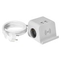LISTWA ZASILAJĄCA NABIURKOWA, ŁADOWARKĄ USB, ŚRUBOWYM ZACISKIEM MOCUJĄCYM I  PRZEWODEM 1,4M, 2x2P+Z (SCHUKO), 4xUSB, BIAŁY