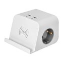 LISTWA ZASILAJĄCA NABIURKOWA, ŁADOWARKĄ USB, ŚRUBOWYM ZACISKIEM MOCUJĄCYM I  PRZEWODEM 1,4M, 2x2P+Z (SCHUKO), 4xUSB, BIAŁY