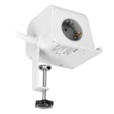 LISTWA ZASILAJĄCA NABIURKOWA, ŁADOWARKĄ USB, ŚRUBOWYM ZACISKIEM MOCUJĄCYM I  PRZEWODEM 1,4M, 2x2P+Z (SCHUKO), 4xUSB, BIAŁY