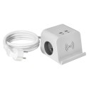 LISTWA ZASILAJĄCA NABIURKOWA Z ŁADOWARKĄ USB, ŚRUBOWYM ZACISKIEM MOCUJĄCYM I  PRZEWODEM 1,4M, 2x2P+Z, 4xUSB, BIAŁY