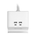 LISTWA ZASILAJĄCA NABIURKOWA Z ŁADOWARKĄ USB, ŚRUBOWYM ZACISKIEM MOCUJĄCYM I  PRZEWODEM 1,4M, 2x2P+Z, 4xUSB, BIAŁY