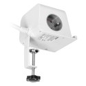 LISTWA ZASILAJĄCA NABIURKOWA Z ŁADOWARKĄ USB, ŚRUBOWYM ZACISKIEM MOCUJĄCYM I  PRZEWODEM 1,4M, 2x2P+Z, 4xUSB, BIAŁY