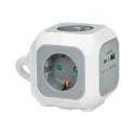 PRZEDŁUŻACZ 4x2P+Z (SCHUKO), ŁADOWARKA USB A+C, QUICK CHARGE, 1,4M H05VV-F 3x1,5MM?, SZARY