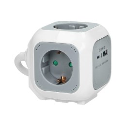 PRZEDŁUŻACZ 4x2P+Z (SCHUKO), ŁADOWARKA USB A+C, QUICK CHARGE, 1,4M H05VV-F 3x1,5MM?, SZARY