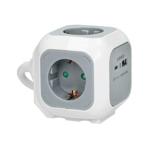 PRZEDŁUŻACZ 4x2P+Z (SCHUKO), ŁADOWARKA USB A+C, QUICK CHARGE, 1,4M H05VV-F 3x1,5MM?, SZARY PRZEDŁUŻACZ 4x2P+Z (SCHUKO), ŁADOWARKA USB A+C, QUICK CHARGE, 1,4M H05VV-F 3x1,5MM?, SZARY