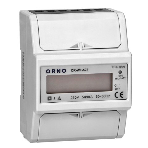 1-FAZOWY WSKAŹNIK ZUŻYCIA ENERGII ELEKTRYCZNEJ, 80A, 3 MODUŁY, DIN TH-35MM 1-FAZOWY WSKAŹNIK ZUŻYCIA ENERGII ELEKTRYCZNEJ, 80A, 3 MODUŁY, DIN TH-35MM