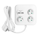 KWADRATOWA LISTWA ZASILAJĄCA Z ŁADOWARKĄ USB 3x2P+Z, 2xUSB-A, KABEL 3x1,0MM2, 1,4M