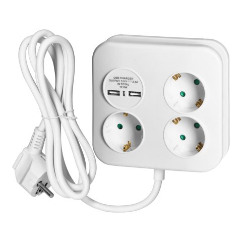 KWADRATOWA LISTWA ZASILAJĄCA Z ŁADOWARKĄ USB 3x2P+Z (SCHUKO), 2xUSB-A, KABEL 3x1,5MM2, 1,4M KWADRATOWA LISTWA ZASILAJĄCA Z ŁADOWARKĄ USB 3x2P+Z (SCHUKO), 2xUSB-A, KABEL 3x1,5MM2, 1,4M