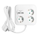 KWADRATOWA LISTWA ZASILAJĄCA Z ŁADOWARKĄ USB 3x2P+Z (SCHUKO), 2xUSB-A, KABEL 3x1,5MM2, 1,4M