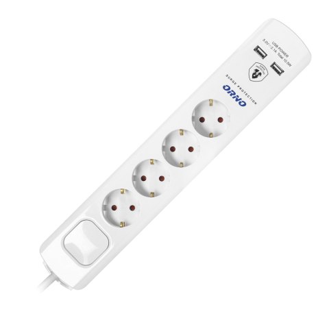 LISTWA PRZECIW PRZE PIĘCIOWA, 4 GNIAZDA 2P+Z (SCHUKO), KABEL 3x1,0MM2, 3M, Z WYŁĄCZNIKIEM PODŚWIETLANYM DWUTOROWYM. 16A/230 VAC, O LISTWA PRZECIW PRZE PIĘCIOWA, 4 GNIAZDA 2P+Z (SCHUKO), KABEL 3x1,0MM2, 3M, Z WYŁĄCZNIKIEM PODŚWIETLANYM DWUTOROWYM. 16A/230 VAC, O