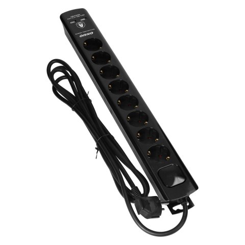 LISTWA PRZECIW PRZE PIĘCIOWA, 8 GNIAZD 2P+Z (SCHUKO), KABEL 3x1,5MM2, 3M, Z WYŁĄCZNIKIEM PODŚWIETLANYM DWUTOROWYM. 16A/230 VAC, OC LISTWA PRZECIW PRZE PIĘCIOWA, 8 GNIAZD 2P+Z (SCHUKO), KABEL 3x1,5MM2, 3M, Z WYŁĄCZNIKIEM PODŚWIETLANYM DWUTOROWYM. 16A/230 VAC, OC