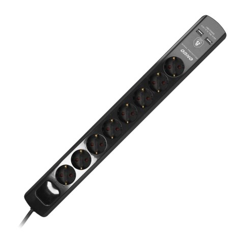 LISTWA PRZECIW PRZE PIĘCIOWA, 8 GNIAZD 2P+Z (SCHUKO), KABEL 3x1,5MM2, 3M, Z WYŁĄCZNIKIEM PODŚWIETLANYM DWUTOROWYM. 16A/230 VAC, OC LISTWA PRZECIW PRZE PIĘCIOWA, 8 GNIAZD 2P+Z (SCHUKO), KABEL 3x1,5MM2, 3M, Z WYŁĄCZNIKIEM PODŚWIETLANYM DWUTOROWYM. 16A/230 VAC, OC