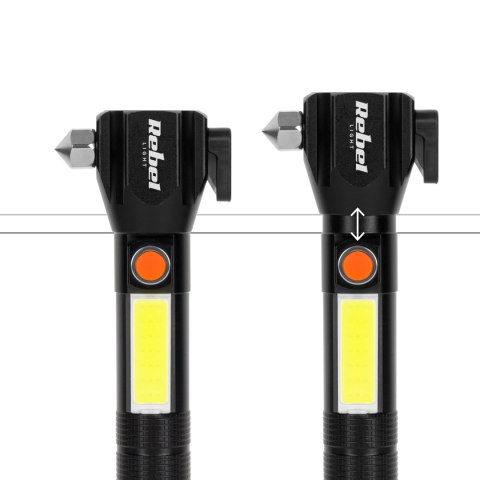 AKUMULATOROWA LATARKA WIELOFUNKCYJNA REBEL (ZOOM, NOŻYK, MŁOTEK DO SZYBY)