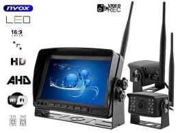 MONITOR REJESTRATOR SAMOCHODOWY LCD 7CALI AHD Z OBSŁUGĄ 2 BEZ PRZEWODOWYCH KAMER 12V 24V
