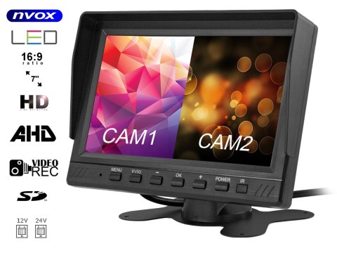 MONITOR SAMOCHODOWY LCD 7CALI AHD 4 PIN Z FUNKCJĄ REJESTRATORA 12V 24V MONITOR SAMOCHODOWY LCD 7CALI AHD 4 PIN Z FUNKCJĄ REJESTRATORA 12V 24V