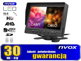 MONITOR SAMOCHODOWY LCD 7CALI AHD 4 PIN Z FUNKCJĄ REJESTRATORA 12V 24V