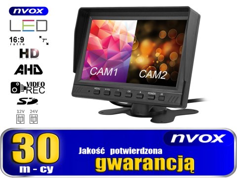 MONITOR SAMOCHODOWY LCD 7CALI AHD 4 PIN Z FUNKCJĄ REJESTRATORA 12V 24V MONITOR SAMOCHODOWY LCD 7CALI AHD 4 PIN Z FUNKCJĄ REJESTRATORA 12V 24V