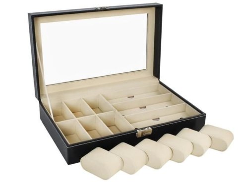 ORGANIZER NA ZEGARKI I OKULARY CZARNY ORGANIZER NA ZEGARKI I OKULARY CZARNY