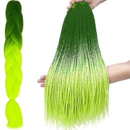 WŁOSY SYNTETYCZNE WARKOCZYKI OMBRE ZIEL/NEONW10344
