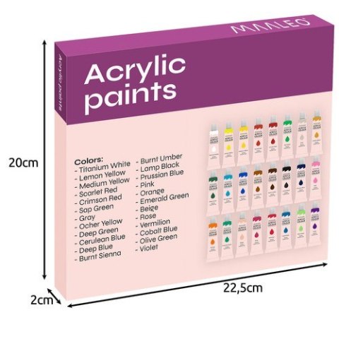 FARBY AKRYLOWE 24SZT.- 12ML. MAALEO 20363 FARBY AKRYLOWE 24SZT.- 12ML. MAALEO 20363