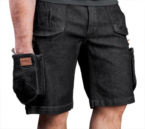 KRÓTKIE S PODENKI ROBOCZE DENIM, CZARNE, ROZMIAR XS