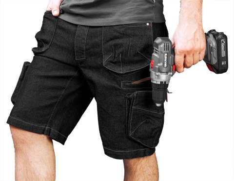 KRÓTKIE S PODENKI ROBOCZE DENIM, CZARNE, ROZMIAR XS