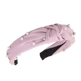 OPASKA TURBAN Z MATERIAŁU GRUBA JASNY RÓŻ PEREŁKI O227RR