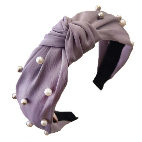 OPASKA TURBAN Z MATERIAŁU GRUBA PEREŁKI FIOLET O227FIO