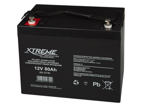 82-237# AKUMULATOR ŻELOWY 12V 80AH xTREME 220x260x165_6 82-237# AKUMULATOR ŻELOWY 12V 80AH xTREME 220x260x165_6