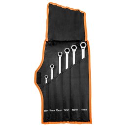 KLUCZE OCZKOWE Z GRZECHOTKĄ, DŁUGIE, ZESTAW 6 SZT., 8 - 19 MM, MIĘKKIE ETUI