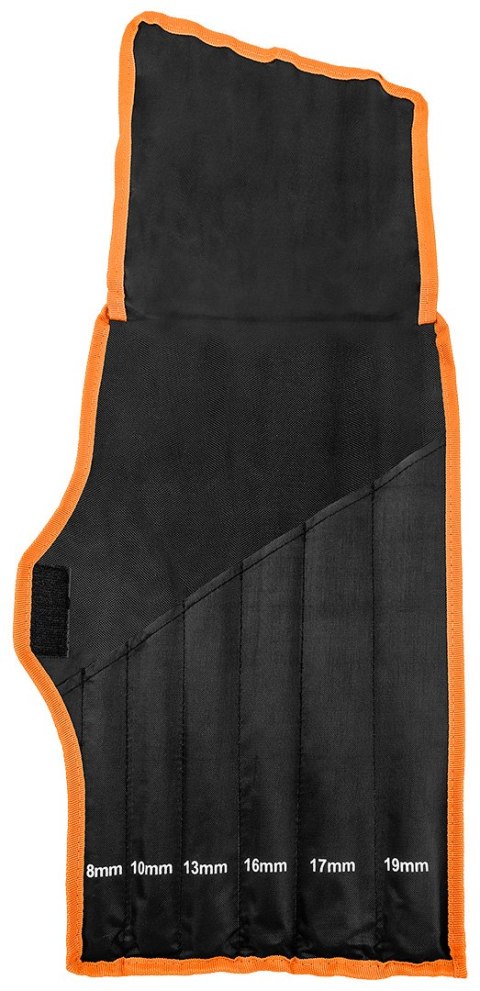 KLUCZE OCZKOWE Z GRZECHOTKĄ, DŁUGIE, ZESTAW 6 SZT., 8 - 19 MM, MIĘKKIE ETUI KLUCZE OCZKOWE Z GRZECHOTKĄ, DŁUGIE, ZESTAW 6 SZT., 8 - 19 MM, MIĘKKIE ETUI